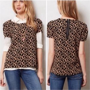 Postcard by Anthropologie Short Sleeve Trace Jacquard Textured Top Size XS